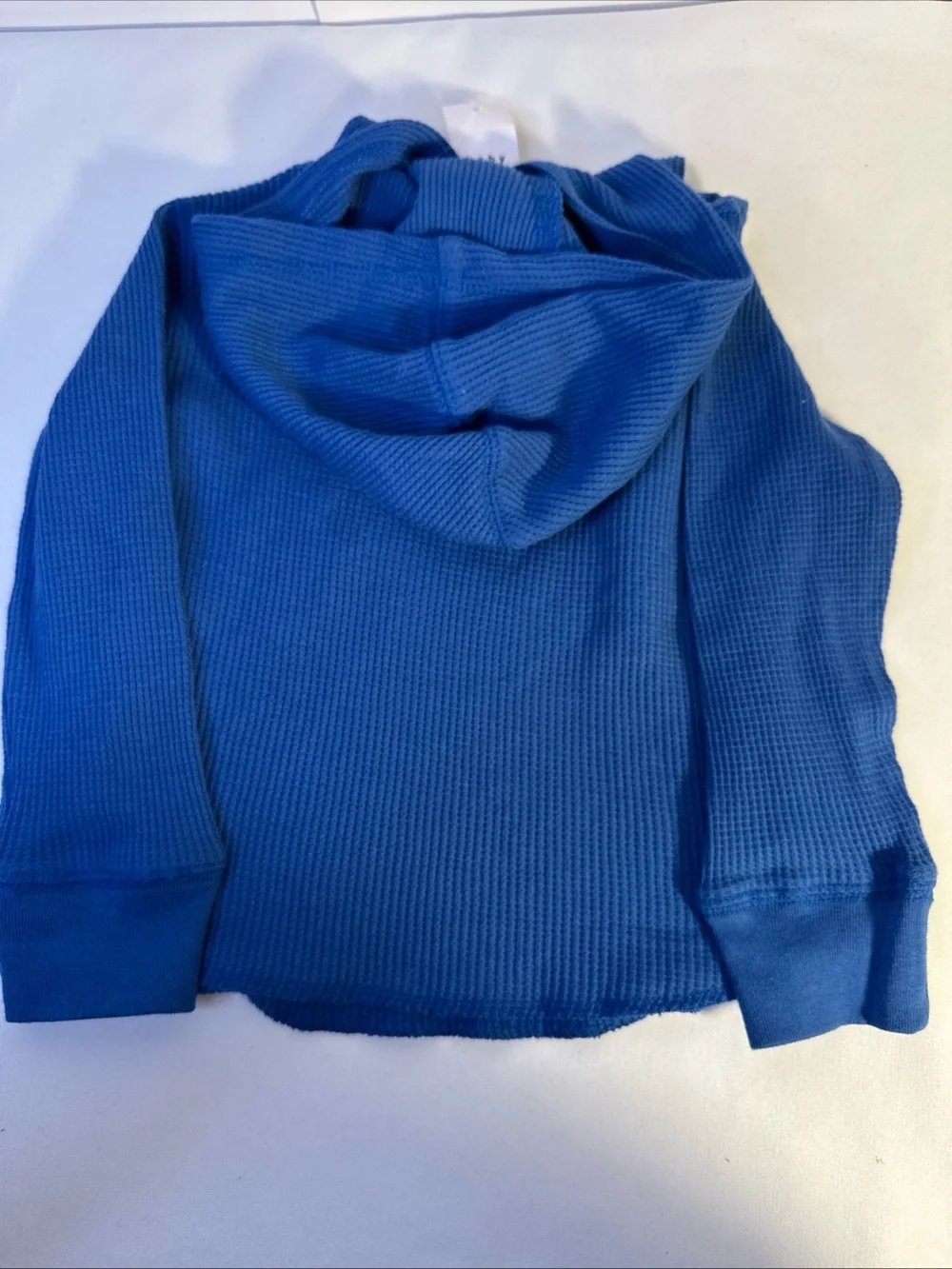 GAP Kids Long Sleeve Waffle Hoodie in Blue